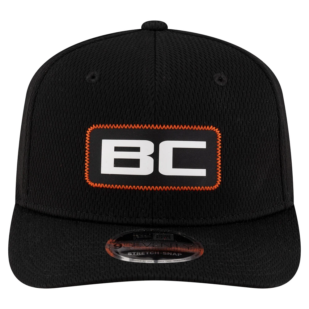 Casquette extensible noire à boutons-pression New Era BC Lions Sideline 9SEVENTY pour homme