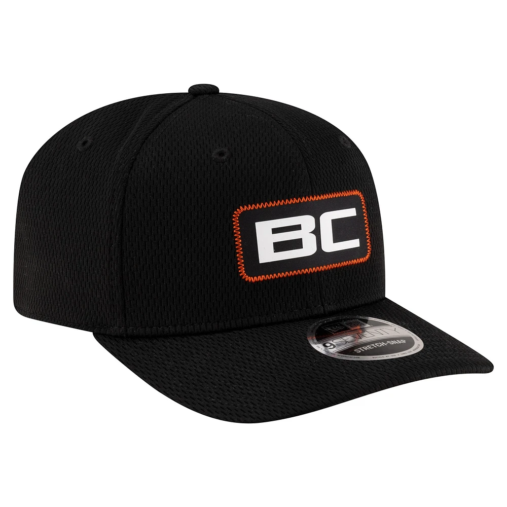 Casquette extensible noire à boutons-pression New Era BC Lions Sideline 9SEVENTY pour homme