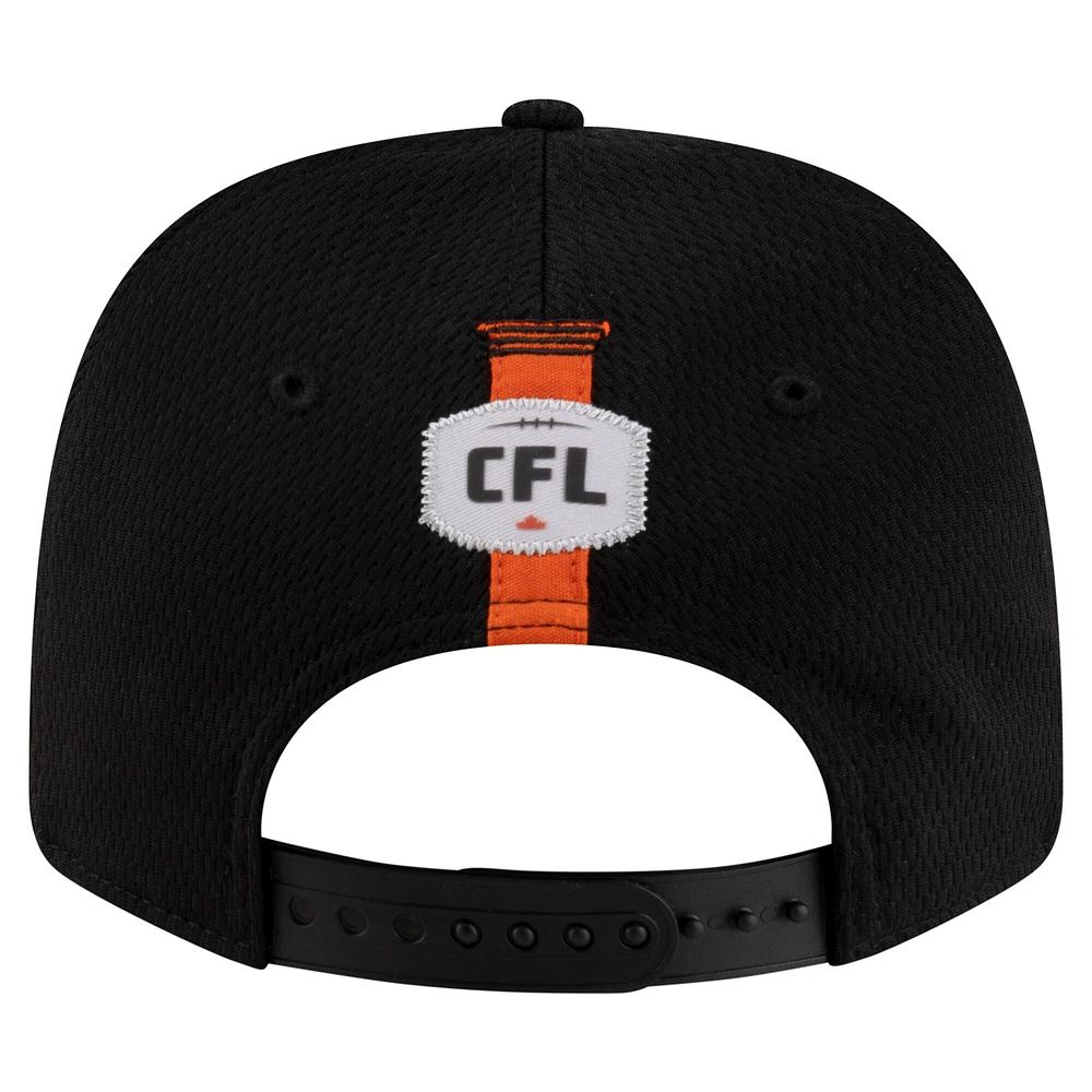 Casquette extensible noire à boutons-pression New Era BC Lions Sideline 9SEVENTY pour homme