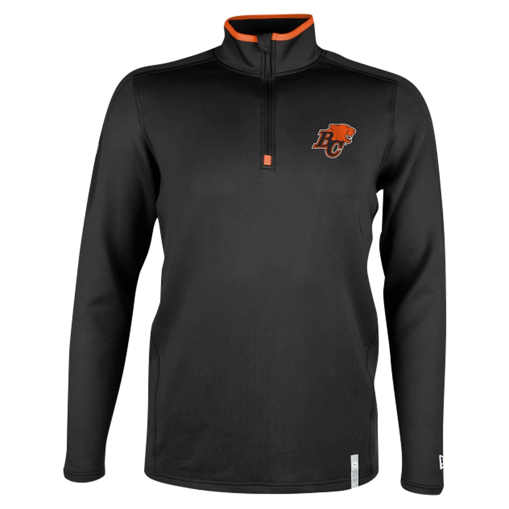 Haut à quart de zip Performance New Era BC Lions Sideline Edge noir pour hommes