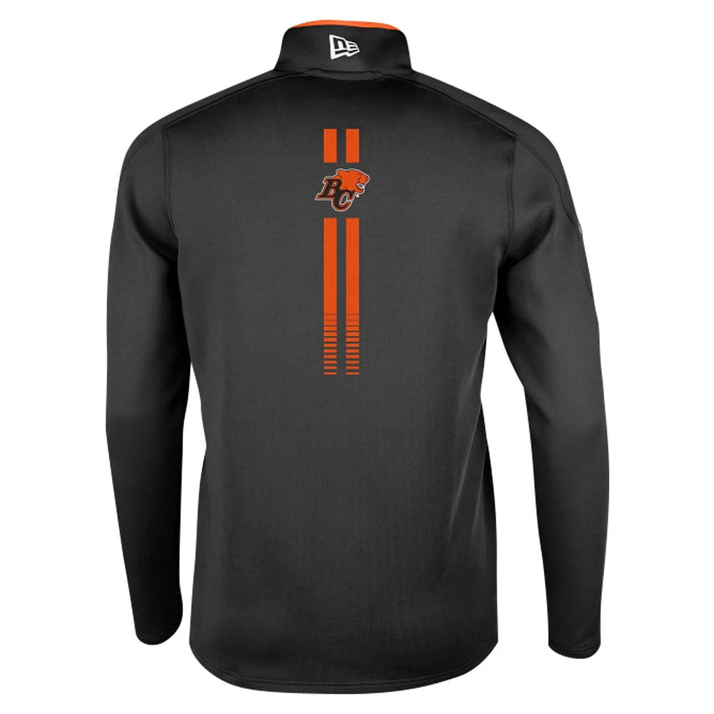 Haut à quart de zip Performance New Era BC Lions Sideline Edge noir pour hommes