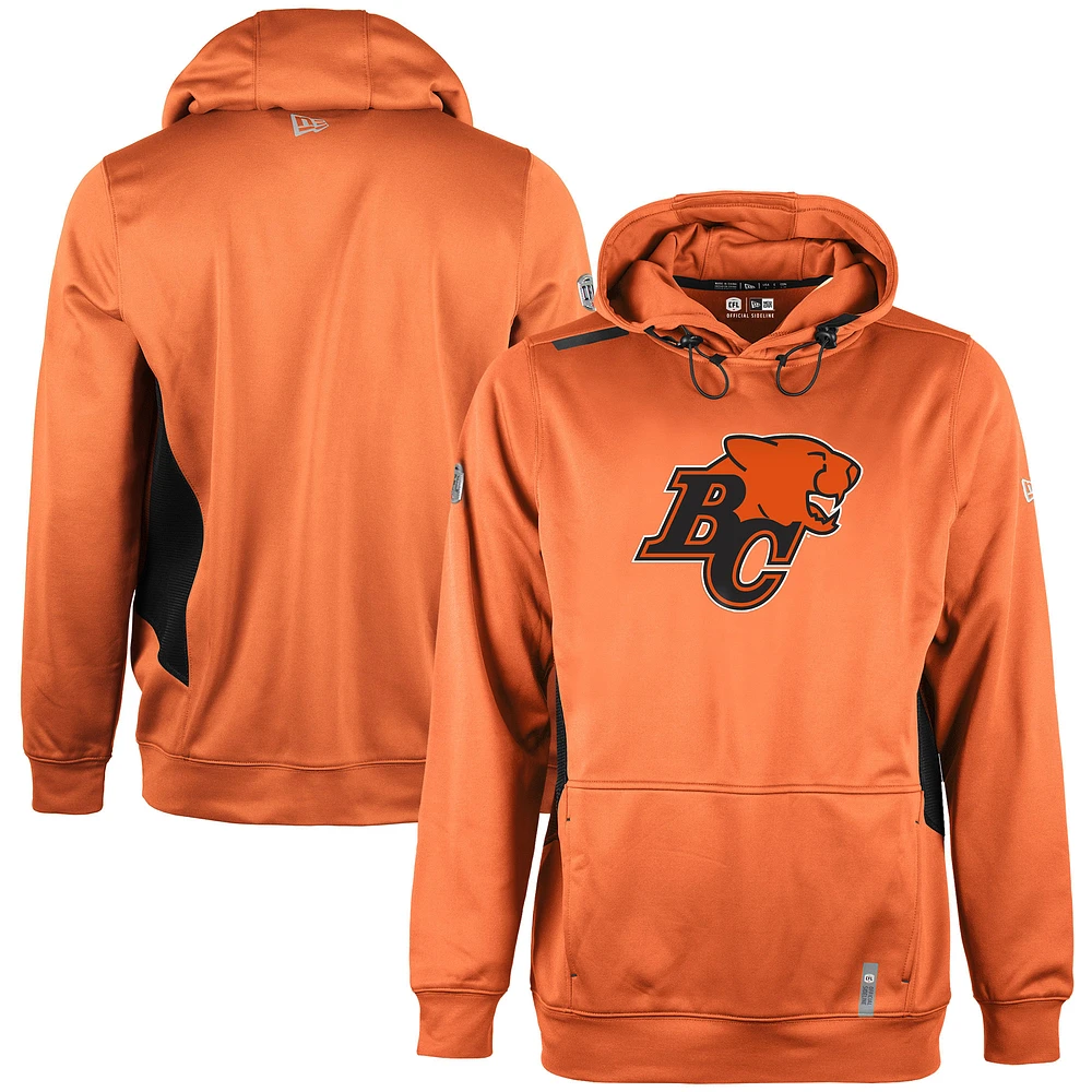 Sweat à capuche 5th & Ocean by New Era Orange BC Lions Sideline Clutch Performance pour homme