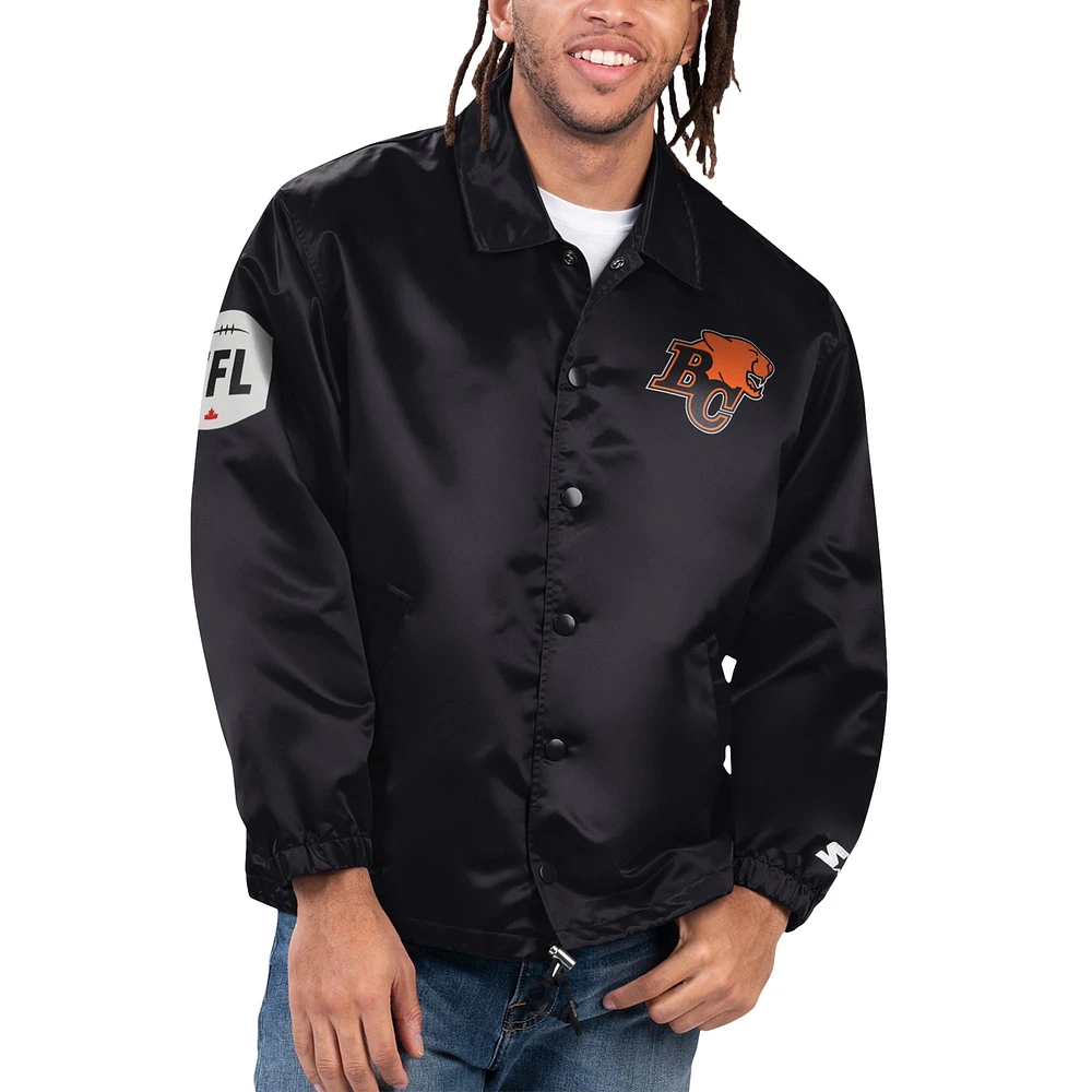 Men's Starter Black BC Lions Option Route Full-Snap Coaches Jacket