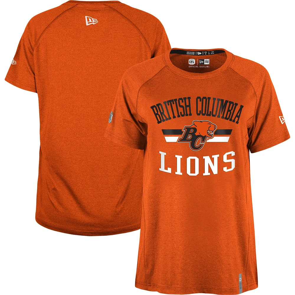 T-shirt à manches raglan performance BC Lions Sideline Circuit New Era pour femme, orange