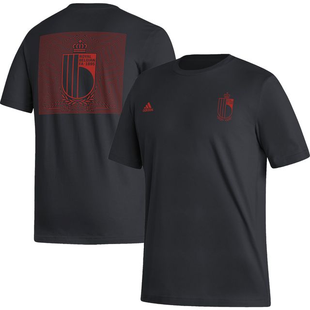 T-shirt à écusson de l'équipe nationale Belgique adidas noir pour homme