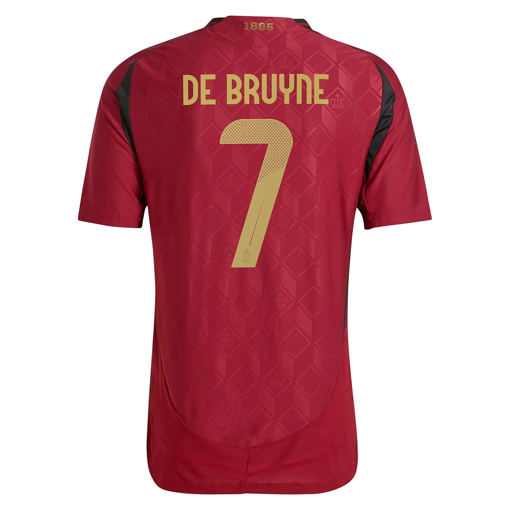 Maillot De joueur authentique adidas Kevin Bruyne bordeaux équipe nationale belge 2024 domicile pour homme