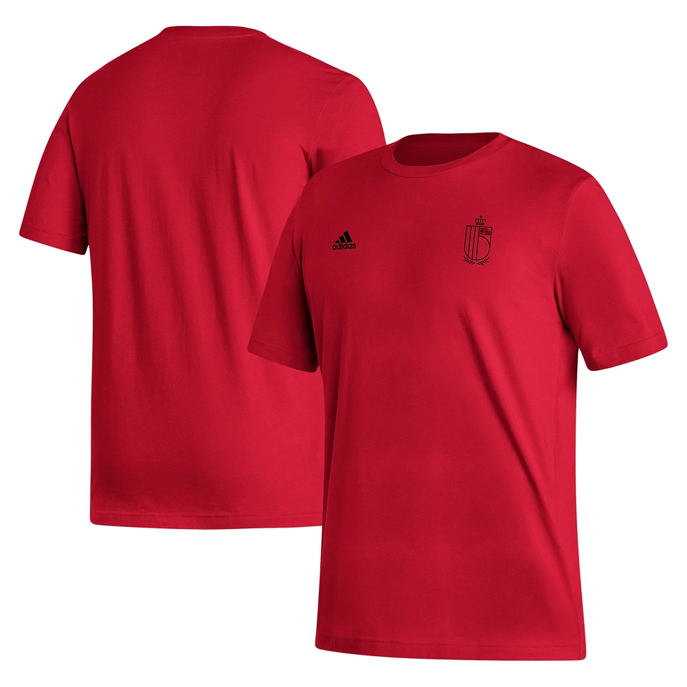 T-shirt adidas rouge avec écusson de l'équipe nationale Belgique pour hommes