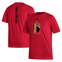 T-shirt adidas rouge avec écusson de l'équipe nationale Belgique pour hommes