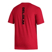 T-shirt adidas rouge avec écusson de l'équipe nationale Belgique pour hommes