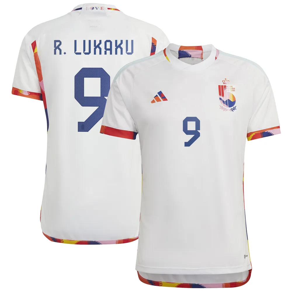 Maillot Homme adidas Romelu Lukaku Blanc Equipe Nationale Belgique 2022/23 Extérieur Replica