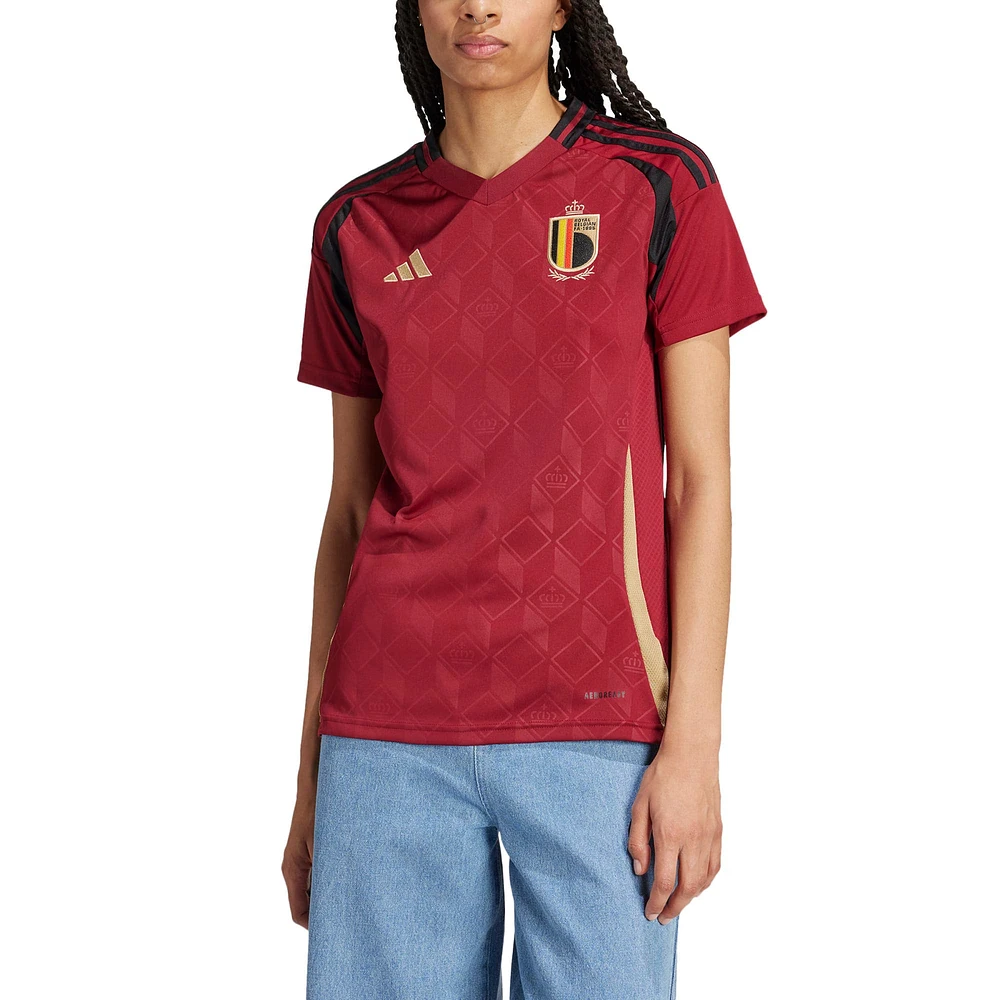 Maillot adidas bordeaux pour femme de l'équipe nationale Belgique 2024 domicile réplique