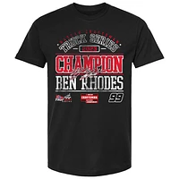 T-shirt de sport à drapeau damier pour hommes, noir, Ben Rhodes 2023, NASCAR Craftsman Truck Series Champion