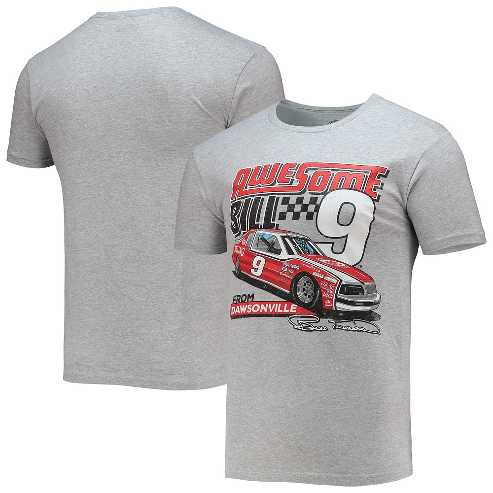 Men's Checkered Flag Heathered Gray Bill Elliott Legends T-Shirt