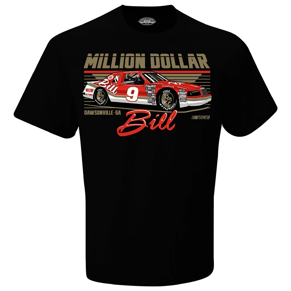 Men's Checkered Flag Sports  Black Bill Elliott Million Dollar T-Shirt