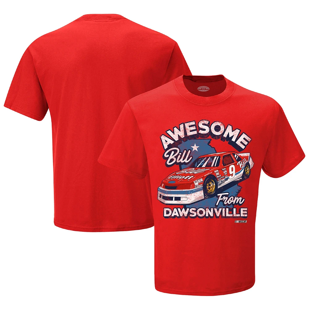 Men's Checkered Flag Sports  Red Bill Elliott Awesome From Dawsonville T-Shirt