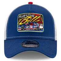 Men's New Era Blue/White Bill Elliott Legends 9FORTY A-Frame Adjustable Trucker Hat