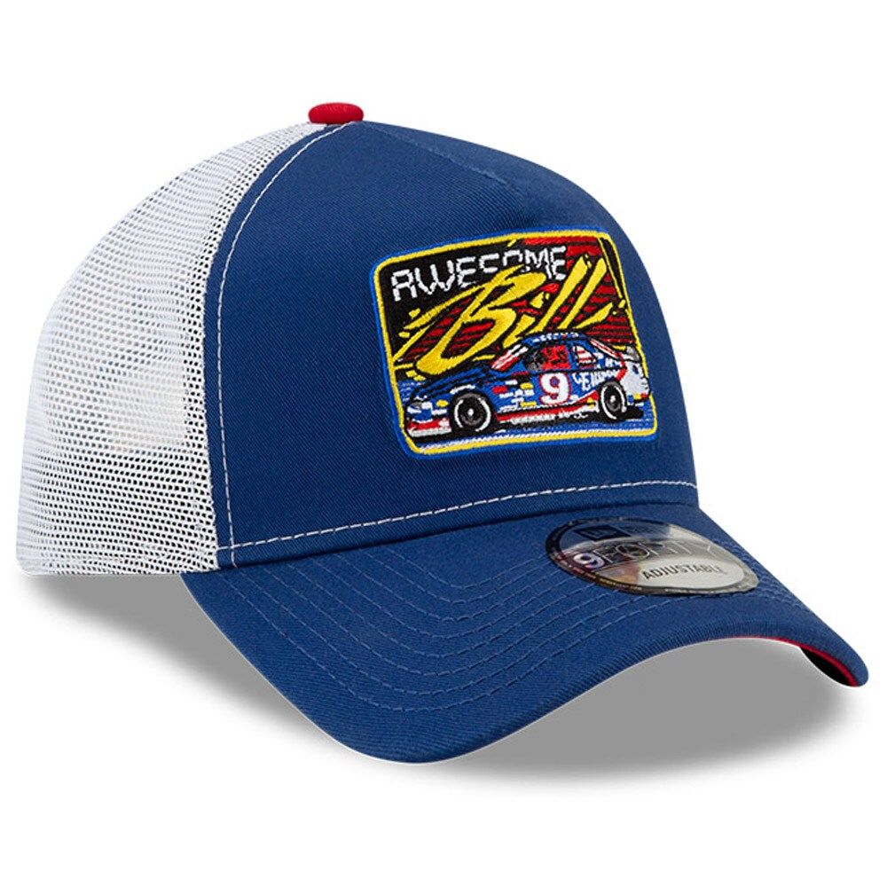 Men's New Era Blue/White Bill Elliott Legends 9FORTY A-Frame Adjustable Trucker Hat