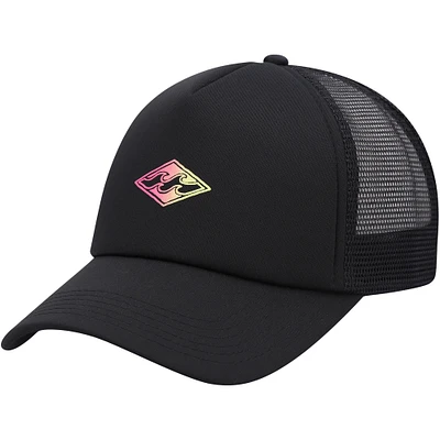 Men's Billabong Black Podium Foam Front Neon Logo Trucker Snapback Hat