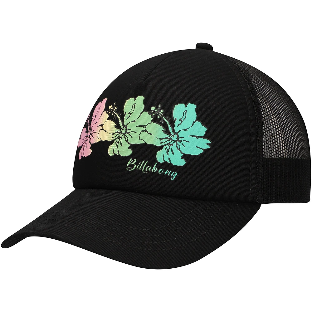 Casquette réglable Billabong noire Aloha Forever Trucker pour femmes