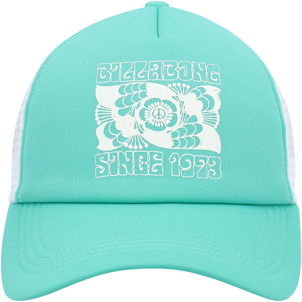 Women's Billabong Teal/White Across Waves Trucker Snapback Hat