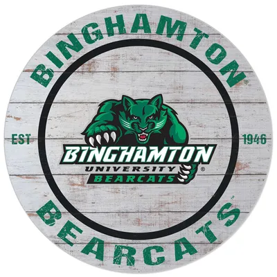 Binghamton Bearcats 20'' x 20'' Indoor/Outdoor Weathered Circle Sign - White