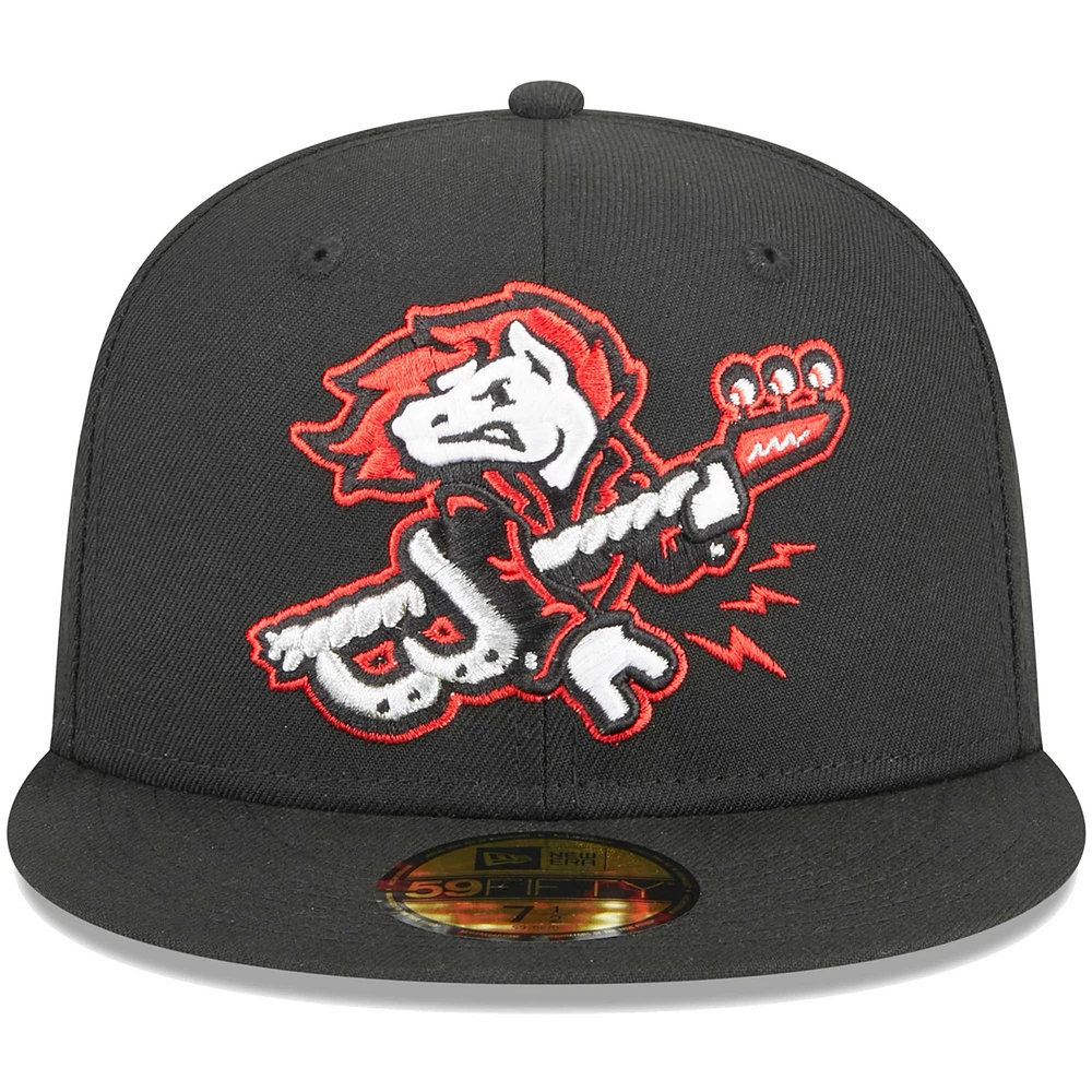 Men's New Era Black Binghamton Rumble Ponies Theme Nights Rockin' Horses  59FIFTY Fitted Hat