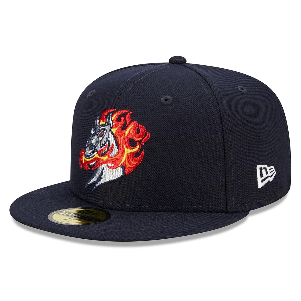 Men's New Era Navy Binghamton Rumble Ponies Marvel x Minor League 59FIFTY Fitted Hat