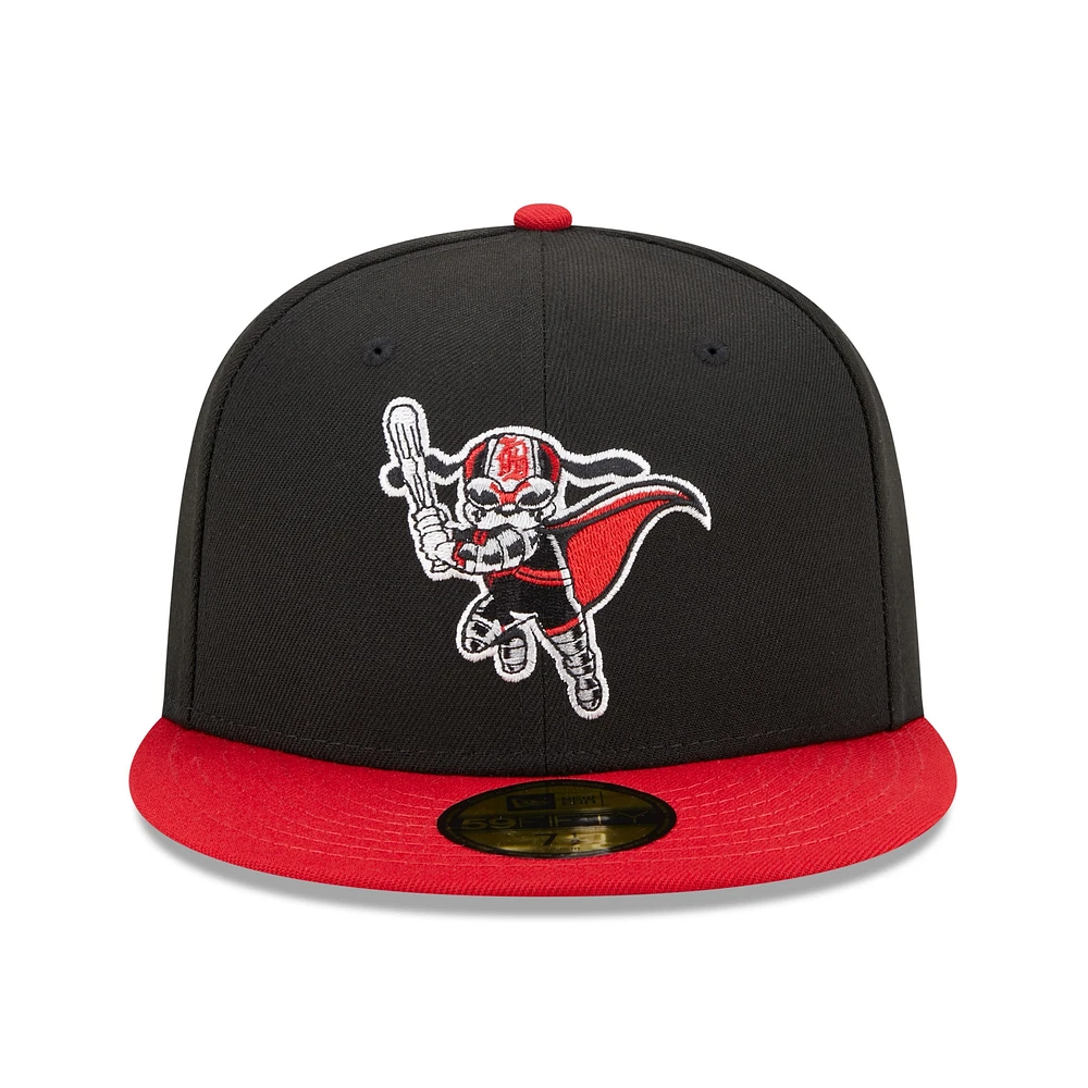 Men's New Era Black/Red Birmingham Barons Marvel x Minor League 59FIFTY Fitted Hat