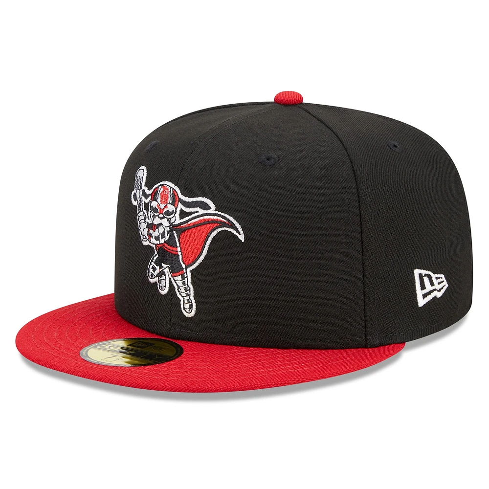 Men's New Era Black/Red Birmingham Barons Marvel x Minor League 59FIFTY Fitted Hat