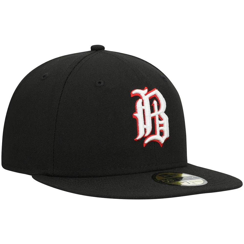 Men's New Era Black Birmingham Barons Home Authentic Collection 59FIFTY Fitted Hat