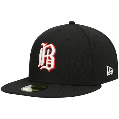 Men's New Era Black Birmingham Barons Home Authentic Collection 59FIFTY Fitted Hat