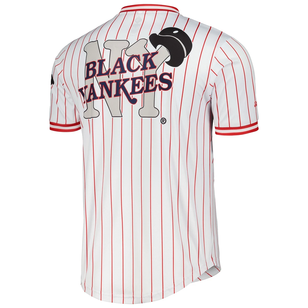 Men's Stitches White Black Yankees V-Neck Jersey