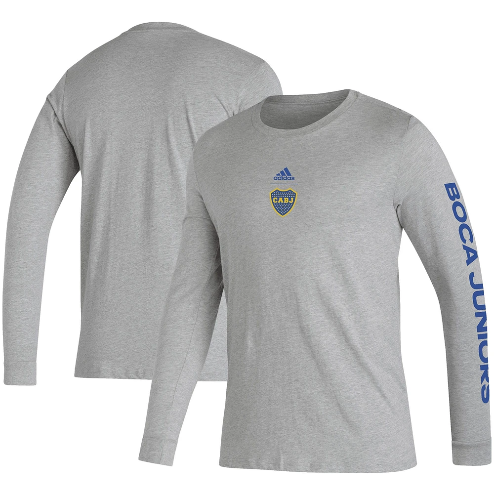 T-shirt à manches longues adidas Boca Juniors Team Crest pour hommes, gris chiné