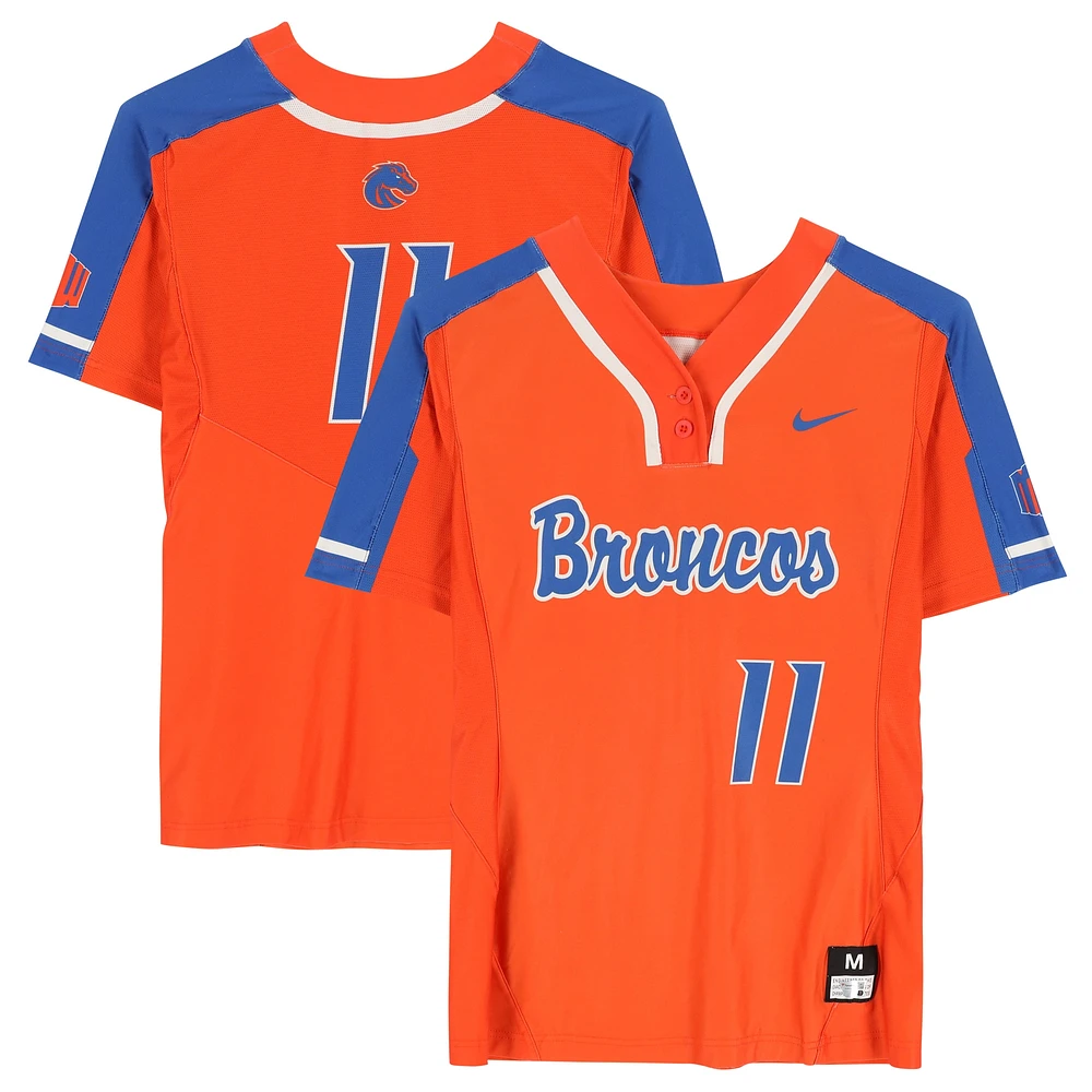 Boise State Broncos Team-Issued #11 Orange Jersey from the Softball Program - Size M