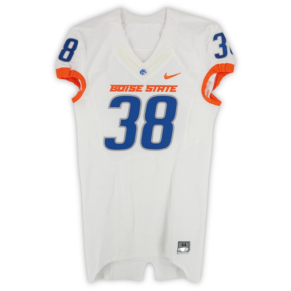 Boise State Broncos Team-Issued #38 White Nike Jersey from the 2015-23 NCAA Football Seasons - Size 44+4