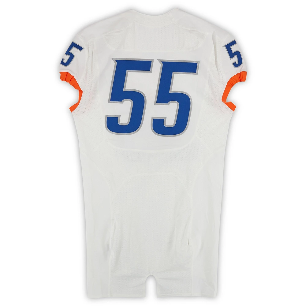 Boise State Broncos Team-Issued #55 White Nike Jersey from the 2015-23 NCAA Football Seasons - Size 46+4