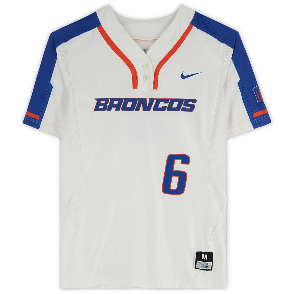Boise State Broncos Team-Issued #6 White Jersey from the Softball Program - Size M