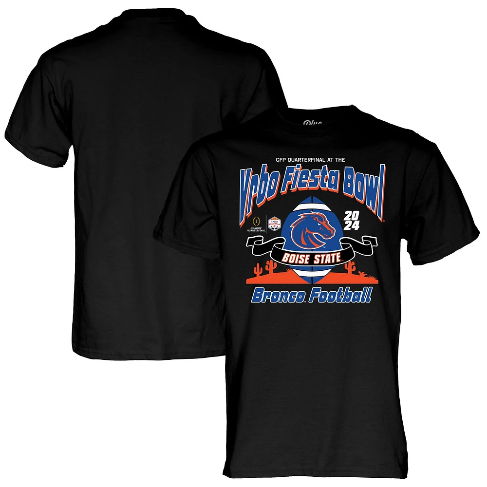 T-shirt bleu 84 noir pour homme des éliminatoires de football universitaire 2024 Fiesta Bowl Boise State Broncos