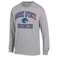 Men's Champion Heather Gray Boise State Broncos High Motor Long Sleeve T-Shirt