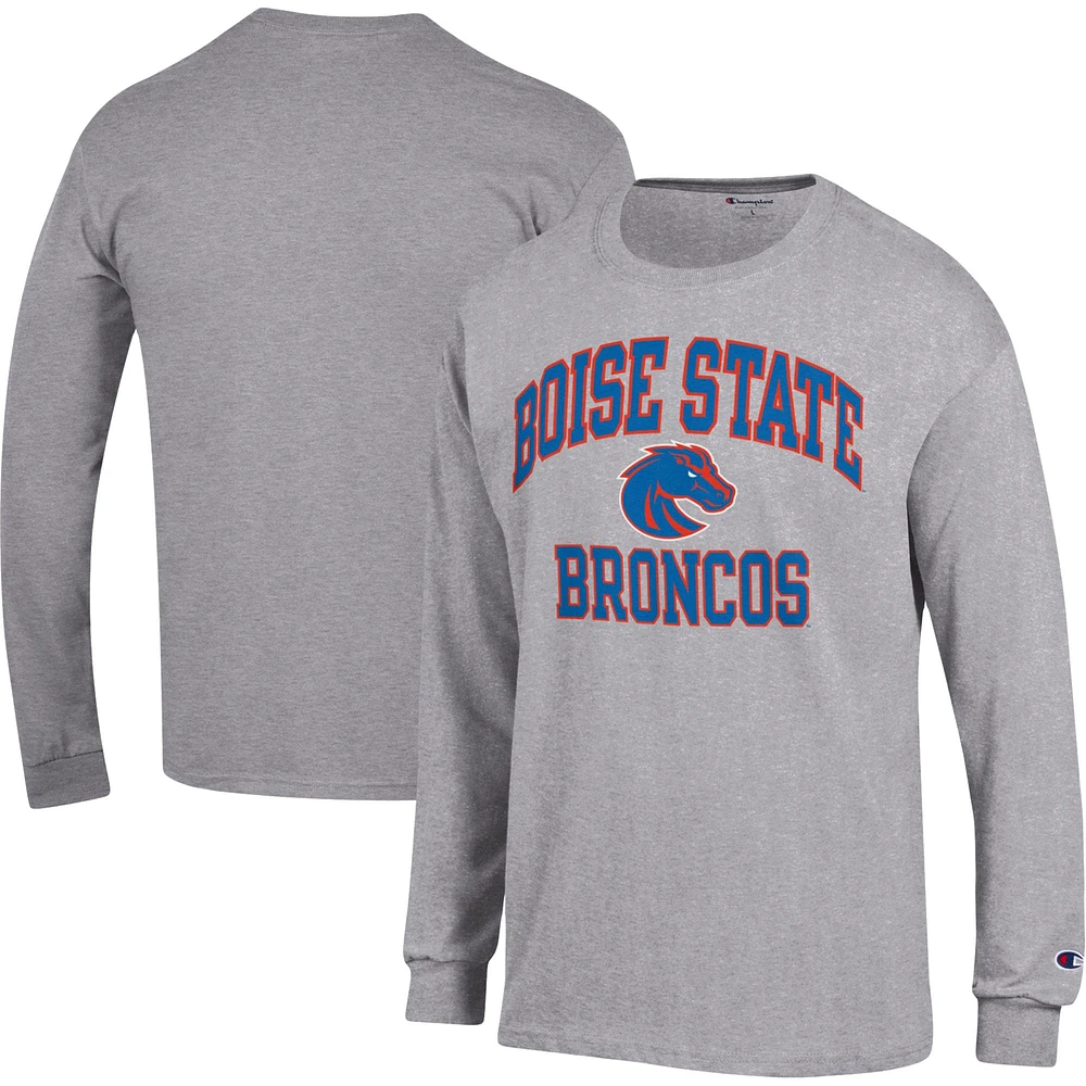 T-shirt à manches longues pour homme Champion Heather Grey Boise State Broncos High Motor