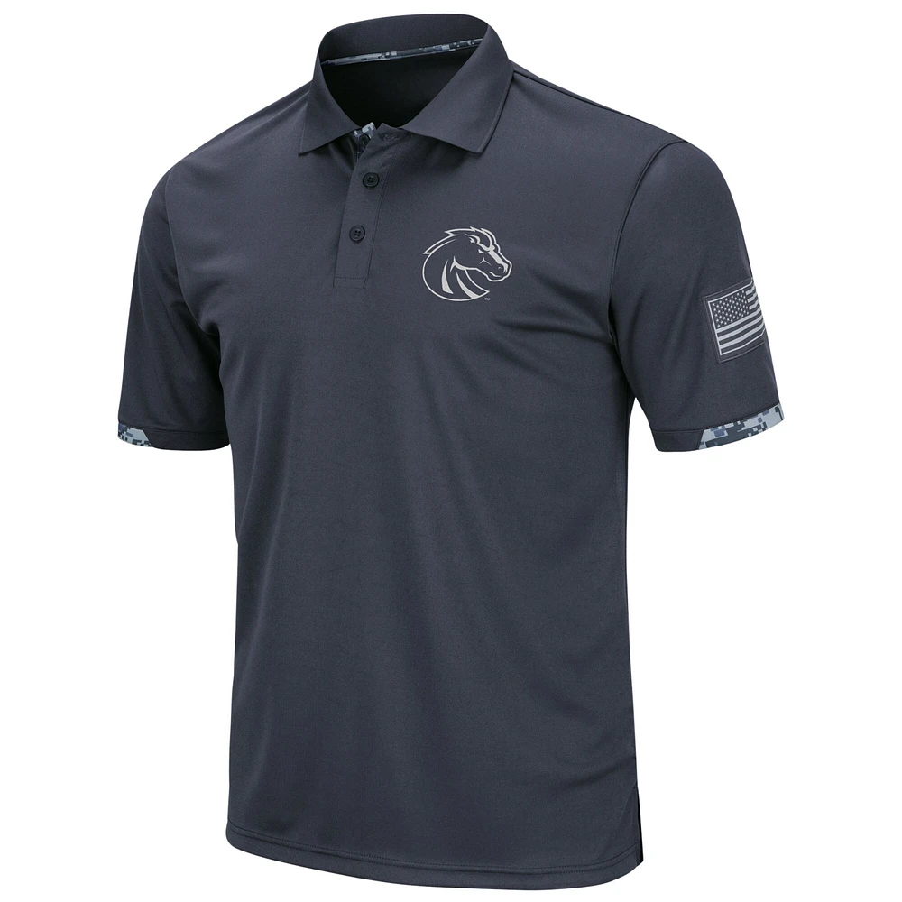 Men's Colosseum Charcoal Boise State Broncos OHT Military Appreciation Digital Camo Polo