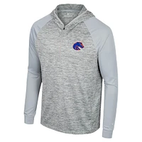 Sweat à capuche et coupe-vent Cybernetic Raglan manches longues quart de zip pour homme Colosseum Gray Boise State Broncos