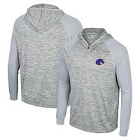 Sweat à capuche et coupe-vent Cybernetic Raglan manches longues quart de zip pour homme Colosseum Gray Boise State Broncos