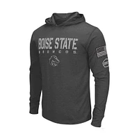 Men's Colosseum Heather Black Boise State Broncos Team OHT Military Appreciation Long Sleeve Hoodie T-Shirt