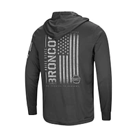 Men's Colosseum Heather Black Boise State Broncos Team OHT Military Appreciation Long Sleeve Hoodie T-Shirt