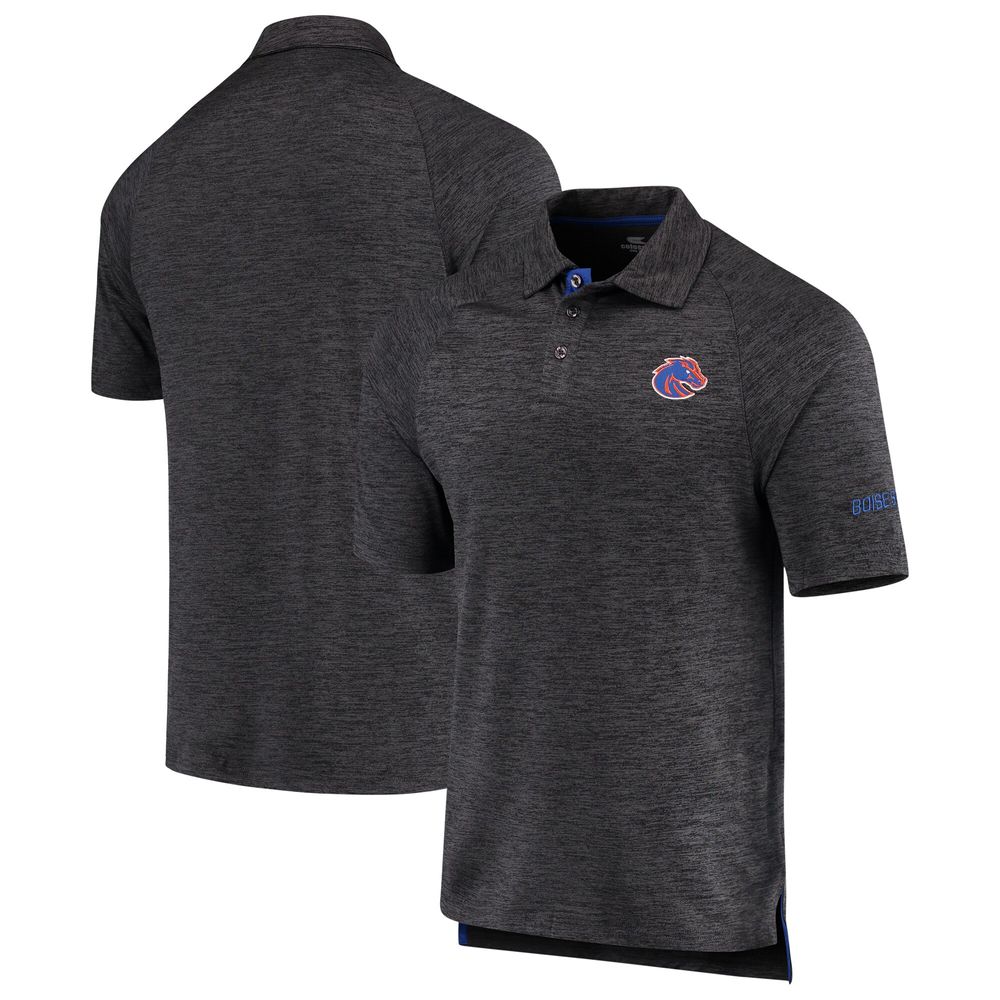 Men's Colosseum Heathered Black Boise State Broncos Down Swing Polo