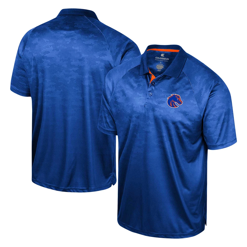 Polo raglan Colosseum Royal Boise State Broncos en nid d'abeille pour homme