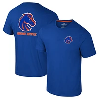 Men's Colosseum Royal Boise State Broncos Logo Lockup 2-Hit Active Blend T-Shirt