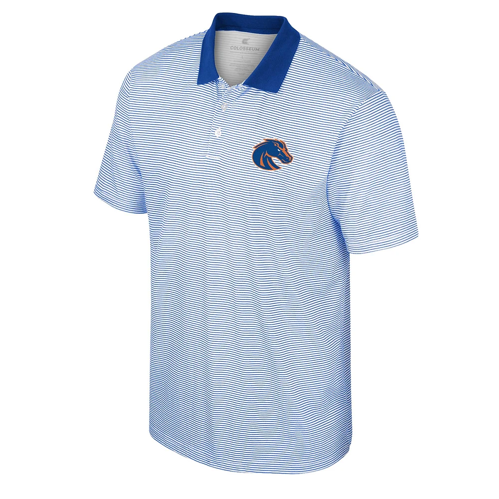 Polo à rayures Colosseum White/Royal Boise State Broncos pour homme