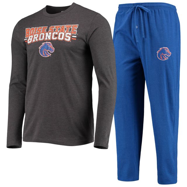 Concepts Sport Royal/Heathered Charcoal Boise State Broncos Meter T-shirt à manches longues et pantalon Ensemble de nuit